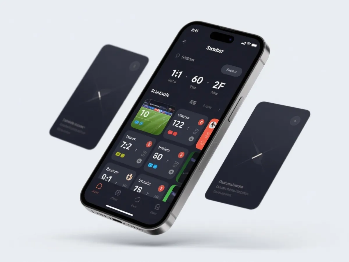 世界杯APP 多屏比分与数据面板示意图